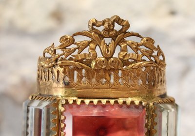 Large beveled glass and brass jewelry box, late 19th century, Napoleon III