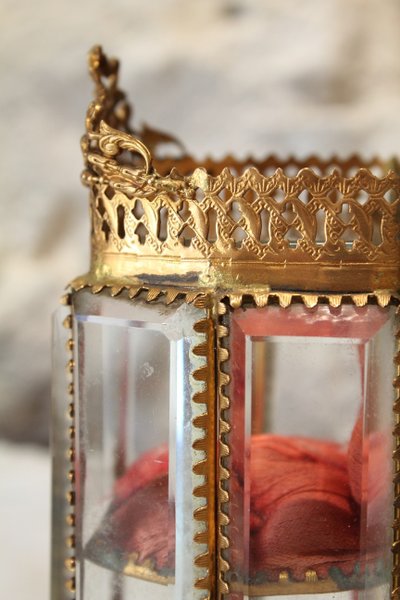 Large beveled glass and brass jewelry box, late 19th century, Napoleon III