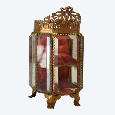 Large beveled glass and brass jewelry box, late 19th century, Napoleon III