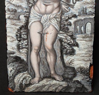 "Le martyre de St Sébastien", émail peint, Limoges, XIXème siècle