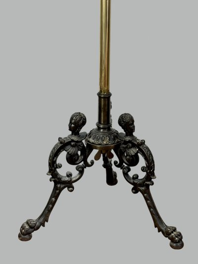 NAPOLEON III PERIOD BRASS TRIPTYCH BARBER MIRROR ADJUSTABLE IN HEIGHT