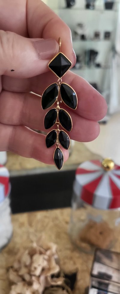 Boucles d'oreilles en Or 18ct et Jais, Napoléon 111