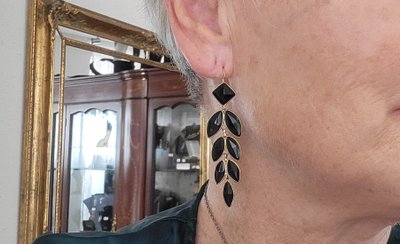 Boucles d'oreilles en Or 18ct et Jais, Napoléon 111