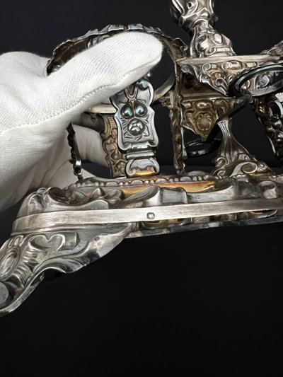 Huilier-vinaigrier in sterling silver and crystal - Minerve, late XIXᵉ century