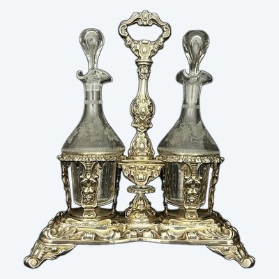 Huilier-vinaigrier in sterling silver and crystal - Minerve, late XIXᵉ century