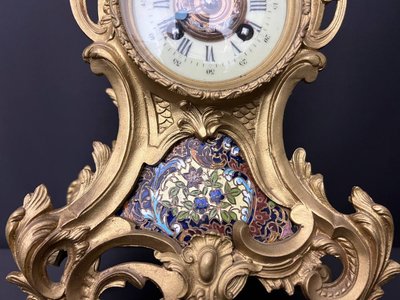 Pendeluhr aus Bronze und Cloisonné-Emaille - Stil Napoleon III, Anfang 20.