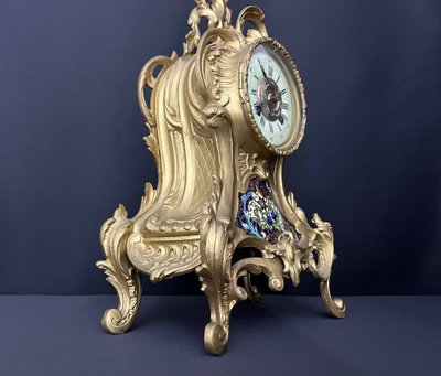 Pendeluhr aus Bronze und Cloisonné-Emaille - Stil Napoleon III, Anfang 20.