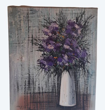 Blumen Gemälde Öl auf Leinwand circa 1950