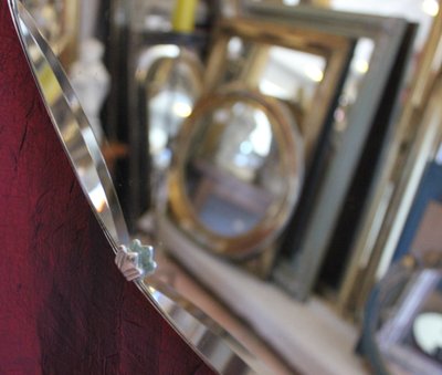 Diamètre 50 cm, miroir rond, verre facetté, année 50