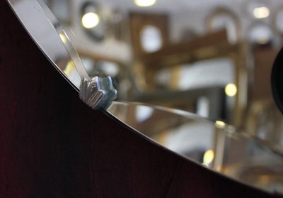 Diamètre 50 cm, miroir rond, verre facetté, année 50