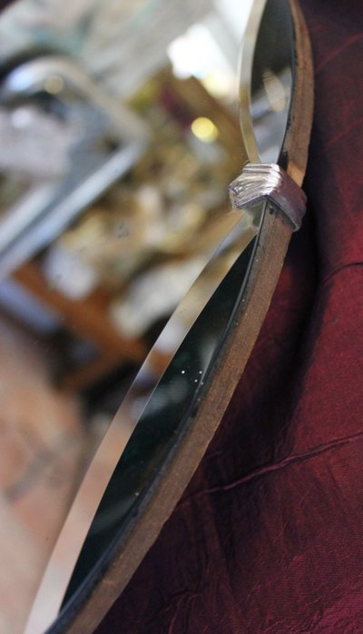 Diamètre 50 cm, miroir rond, verre facetté, année 50