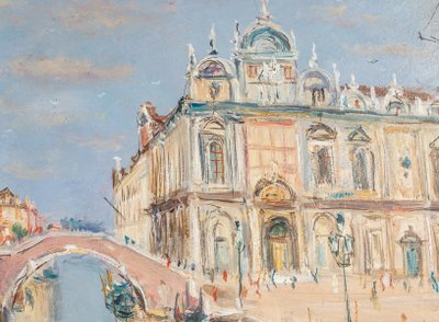 Serge Belloni (1925-2005) - Venise Vue de l’Hôpital San Giovanni Huile sur Toile vers 1980