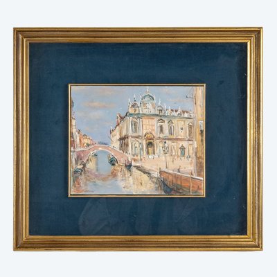 Serge Belloni (1925-2005) - Venise Vue de l’Hôpital San Giovanni Huile sur Toile vers 1980