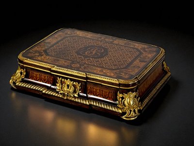 CASE ATTRIBUTED TO "ALPHONSE GIROUX 1776-1848" IN MARQUETRY DECORATED WITH BRONZE