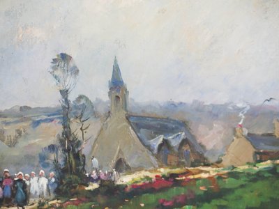 "Scène de Pardon" Huile sur toile par Albert Hirtz