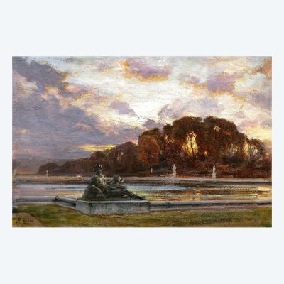 Henri Zuber, View Taken In The Park Of The Palace Of Versailles At Sunset