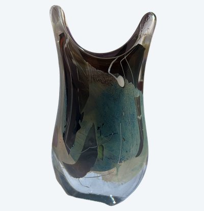 Vase aus Glaspaste, signiert François Le Lonquer (1945-1991), datiert 1984