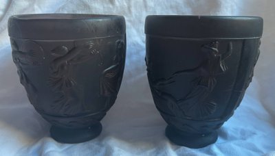 Paar Art Deco Vase Georges Le Feure (1868/1943) Glaspaste Tänzerinnen