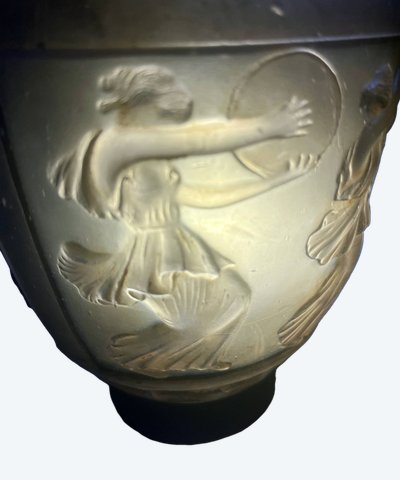 Paar Art Deco Vase Georges Le Feure (1868/1943) Glaspaste Tänzerinnen