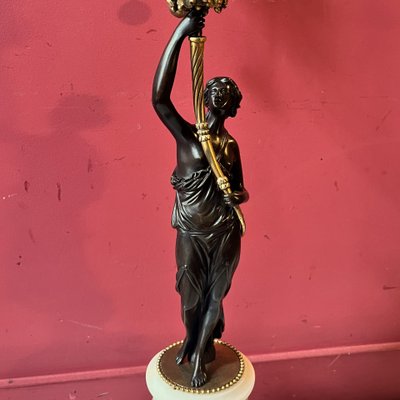Coppia di candelabri con donne antiche, 1820 circa