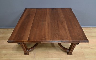 Walnut Allonge Table, 20 place settings, Art Nouveau - Early 20th century