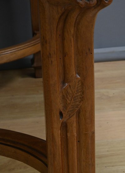 Walnut Allonge Table, 20 place settings, Art Nouveau - Early 20th century