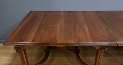 Walnut Allonge Table, 20 place settings, Art Nouveau - Early 20th century