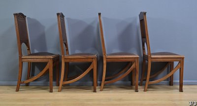 Suite di 12 sedie in noce, Art Nouveau - Inizio XX secolo