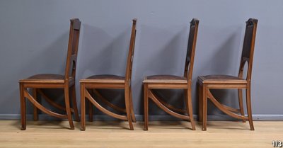Suite di 12 sedie in noce, Art Nouveau - Inizio XX secolo