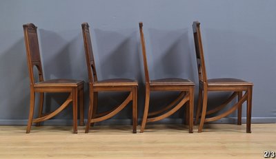 Suite di 12 sedie in noce, Art Nouveau - Inizio XX secolo