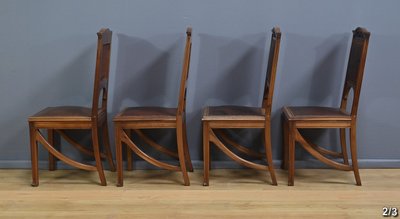Suite di 12 sedie in noce, Art Nouveau - Inizio XX secolo
