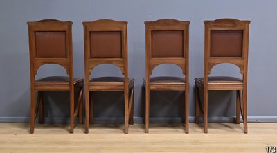 Suite di 12 sedie in noce, Art Nouveau - Inizio XX secolo