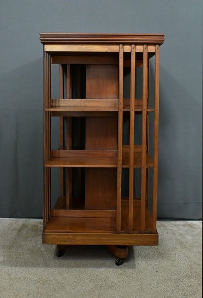 Grande libreria girevole in mogano, Inghilterra - Fine XIX secolo