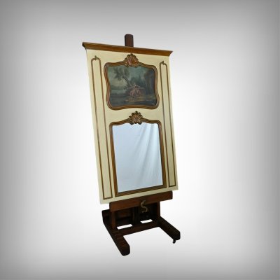 Specchio Trumeau in legno dipinto, stile Luigi XV - Fine XIX secolo