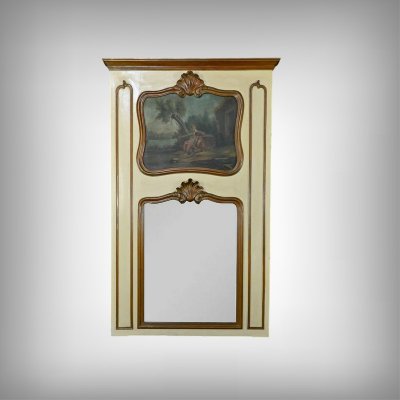 Specchio Trumeau in legno dipinto, stile Luigi XV - Fine XIX secolo