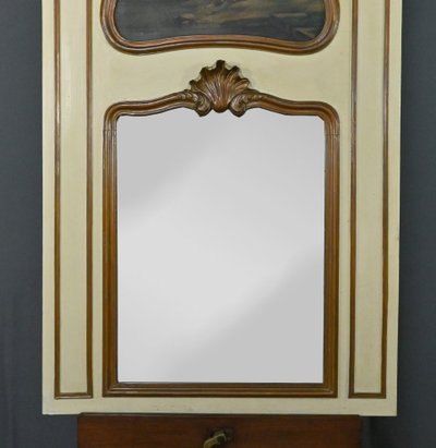 Specchio Trumeau in legno dipinto, stile Luigi XV - Fine XIX secolo