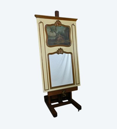 Specchio Trumeau in legno dipinto, stile Luigi XV - Fine XIX secolo