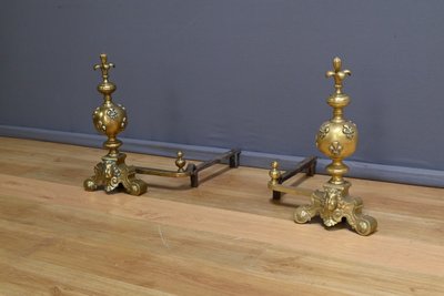 Pair of Gilded Bronze Chenets - 1st part 19th century