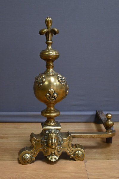 Pair of Gilded Bronze Chenets - 1st part 19th century