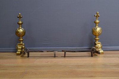 Pair of Gilded Bronze Chenets - 1st part 19th century