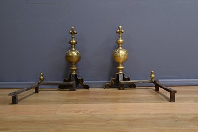 Pair of Gilded Bronze Chenets - 1st part 19th century