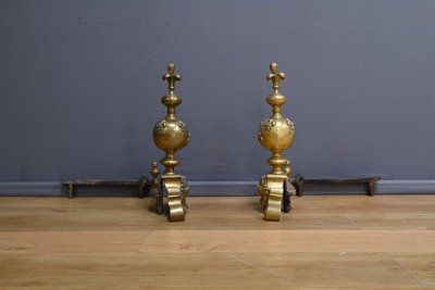 Pair of Gilded Bronze Chenets - 1st part 19th century