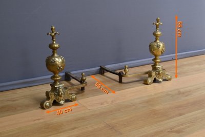 Pair of Gilded Bronze Chenets - 1st part 19th century