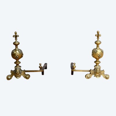 Pair of Gilded Bronze Chenets - 1st part 19th century