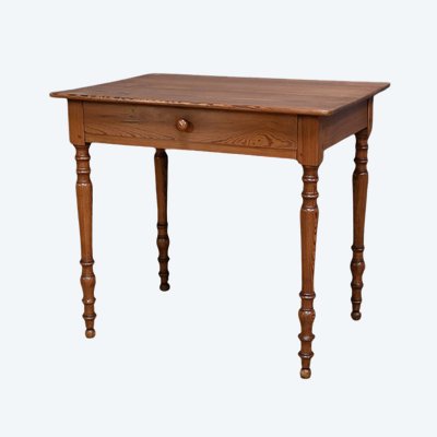Petite Table Bureau en Pitchpin, style Louis-Philippe – Début XXe