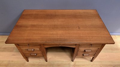 Solid oak pedestal desk, Régy - 1940