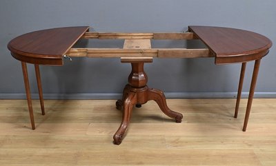 Mahogany Pedestal table with leaves - 2nd part XIXth century