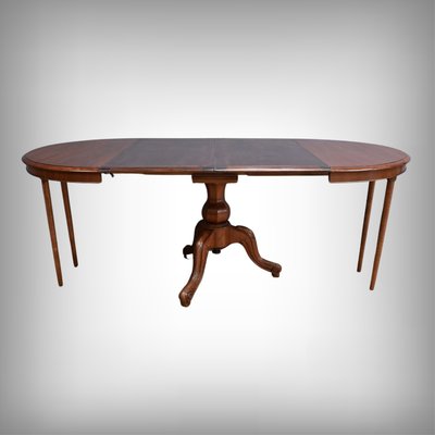 Mahogany Pedestal table with leaves - 2nd part XIXth century