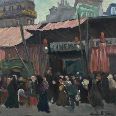Scena di strada" di C. Subileau - Inizio XX secolo