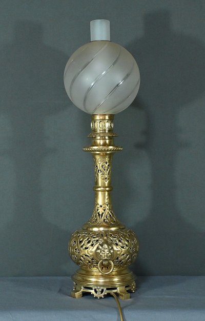 Lampe à Pétrole électrifiée en Laiton – 1920